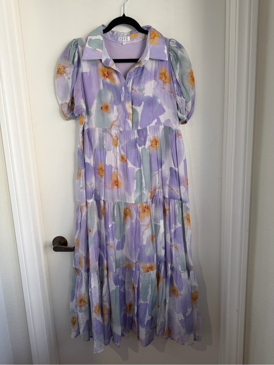 TCEC Dresses & Skirts - TCEC Lavender Floral Button-Front Tiered Maxi Dress NWT